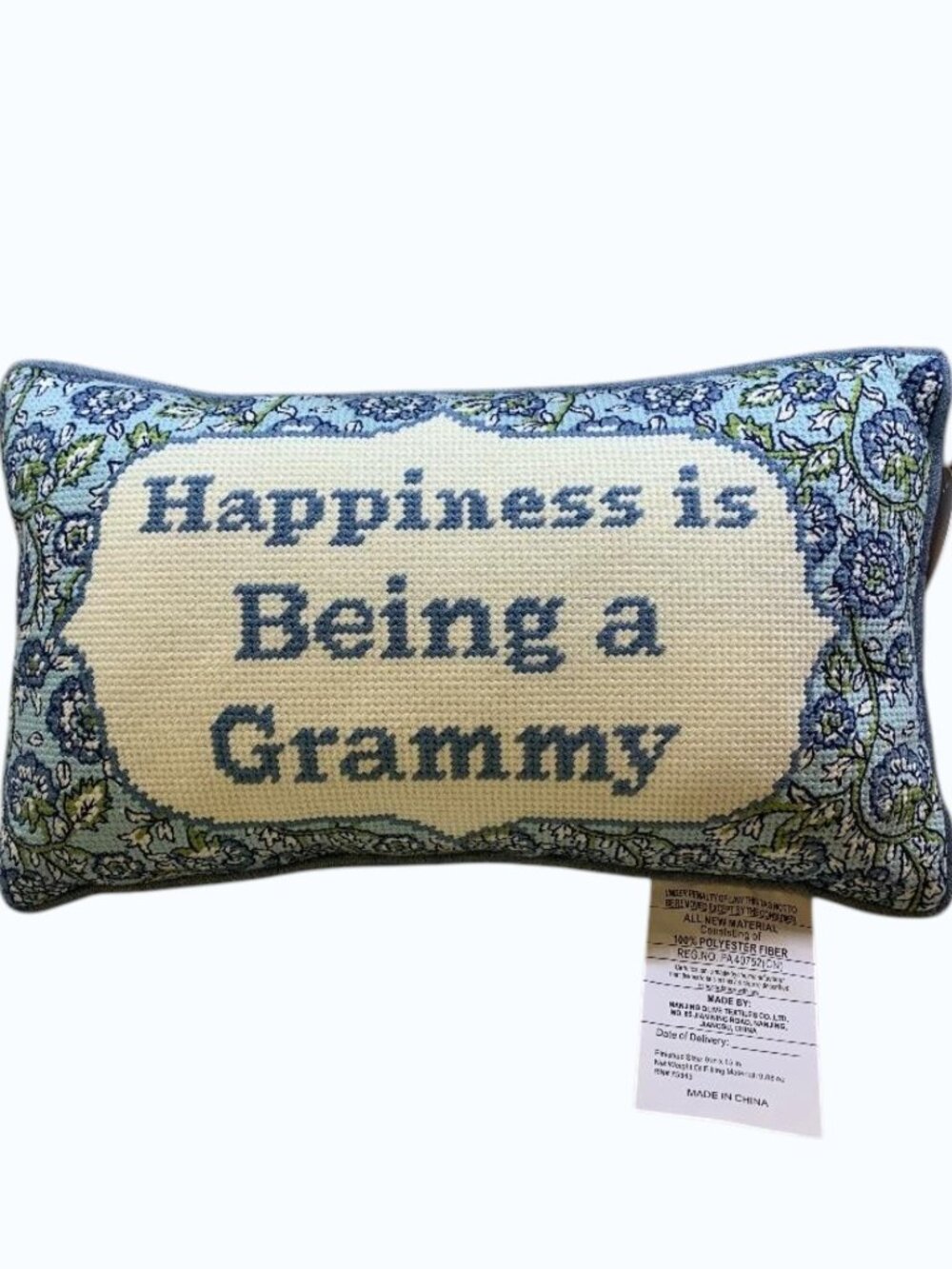 Pillow "Happiness is Being a Grammy" Hooked Pillow NWT Grandma